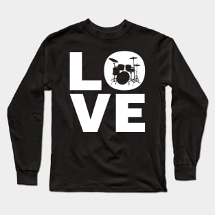 Love Drumming - I Love Drums | Drummer & Percussionist Gift Long Sleeve T-Shirt